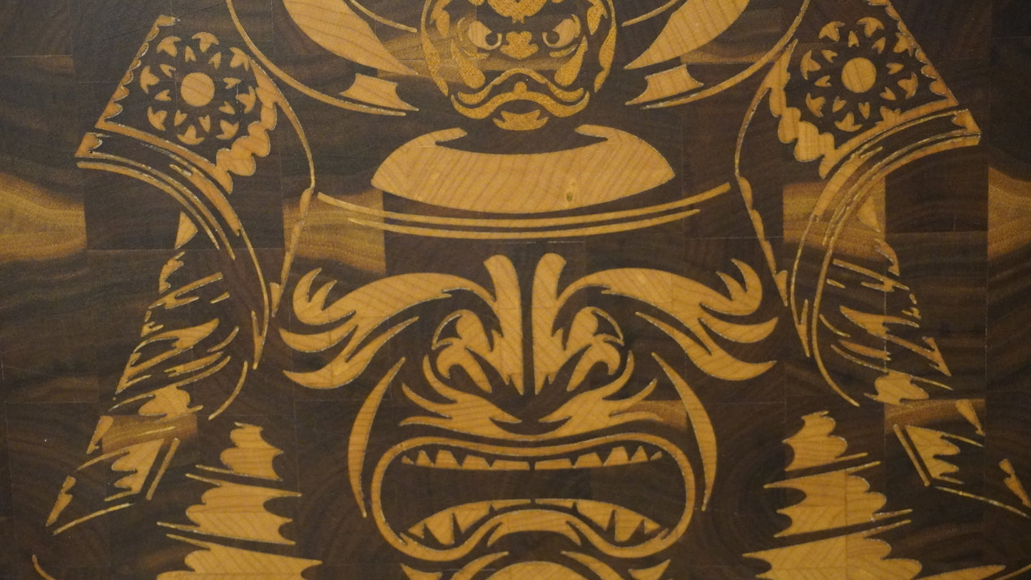 Bushido Mask Walnut Inlaid End Grain Cutting Board