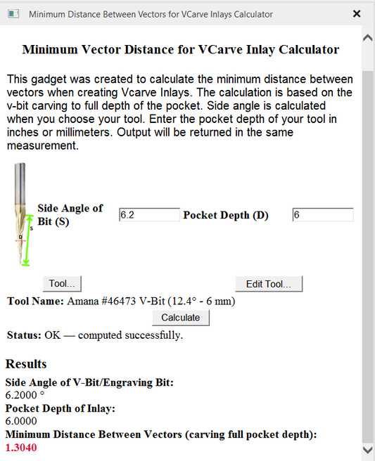 Minimum Vector Spacing Gadget for Vectric Vcarve Pro/Aspire Version 12.0 and above